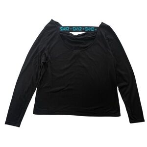 Cruel Womens XXL Black Blue Embroider Aztec Long Sleeve Cowl Neck Top CTK9773001